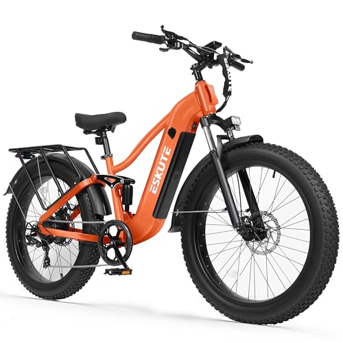 ESKUTE Electric Bike for Adults - 48V20.8Ah Battery Hunting Ebike up to 86 Miles, 32+MPH, Peak 1800W, 26x4.0 Fat Tire Step-Over 8-Speed Full Suspensions Mountain E-Bike image 2