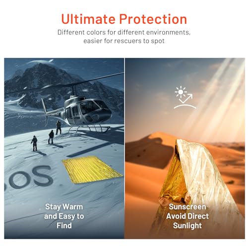 6 Pack Survival Emergency Blanket, Updated Model Mylar Blankets, Space Blanket Gold and Silver, Suitable for Outdoor Sports, Wilderness Survival, Car Breakdown Emergency Use - Image 3