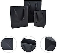 Vista 3 de HUAPRINT Paquete de 30 (10 juegos) bolsas de papel negras con asas, tamaños mixtos de 5.25 x 3.75 x 8 pulgadas, 8 x 5 x 10 pulgadas y 10 x 5 x 13
