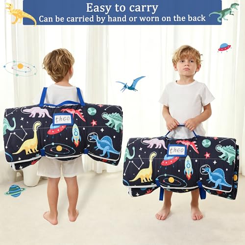 Image of Toddler Nap Mat for Preschool 50''x30'' Sleeping Mat with Removable Pillow and Minky Blanket for Kids Ages 3-7 Roll Up Soft Sleeping Bag for Boys Girls Kindergarten Daycare Sleepover