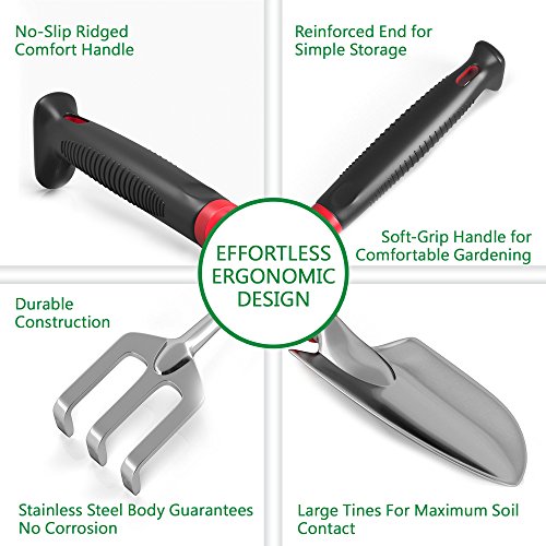 8-Piece Gardening Tool Set-Includes EZ-Cut Pruners, Lightweight Aluminum Hand Tools with Soft Rubber Handles- Trowel, Bamboo Gloves, Garden Tote, High Density Comfort Knee Pad Gardening Gifts Tool Set