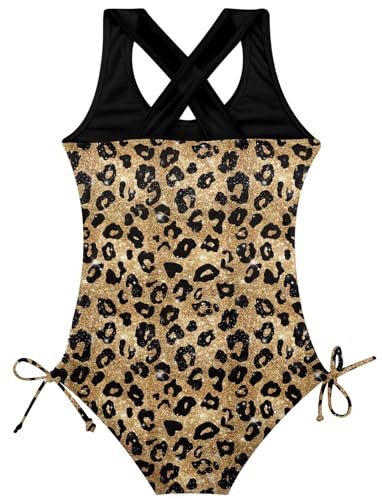 Image of BFUSTYLE Girls One Piece Swimsuit Cute Striped Bathing Suit Hawaii Swimwear 6-17 Years