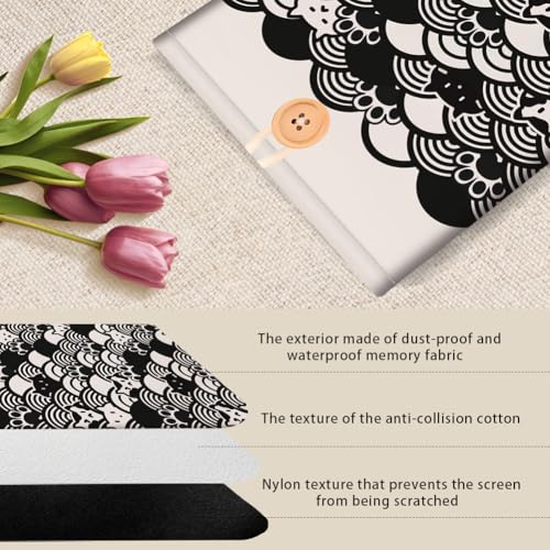 Japanische Welle Und Katze EBook Reader Tasche Für 6-7 E Reader, Seigaiha Wave E Reader Hülle Knopfverschluss Wasserdichter Beidseitig Bedruckter E Book Cover Aus Stoff Zum Schutz des Bildschirms