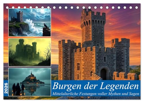 Burgen der Legenden (Tischkalender 2026 DIN A5 quer), CALVENDO Monatskalender: Mystische Burgen voller Sagenzauber (CALVENDO Orte)