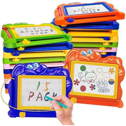 Hymaz 15 Pcs Mini Magnetic Drawing Board for Kids,Colorful Doodle Drawing Board for Toddlers 1-3, Erasable Doodle Board Tablet Writing Pad for Boys Girls Classroom Rewards Party Favors Bag Stuffers Cover