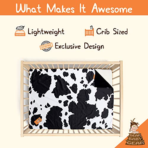 Image of Dear Baby Gear - Reversible Baby Blankets - Soft Nursery Blanket for Newborn - Toddler Blankey - Throw Blanket for Boys & Girls - Infant Blankets - 40x30 (Holstein Cow, No Ruffle)