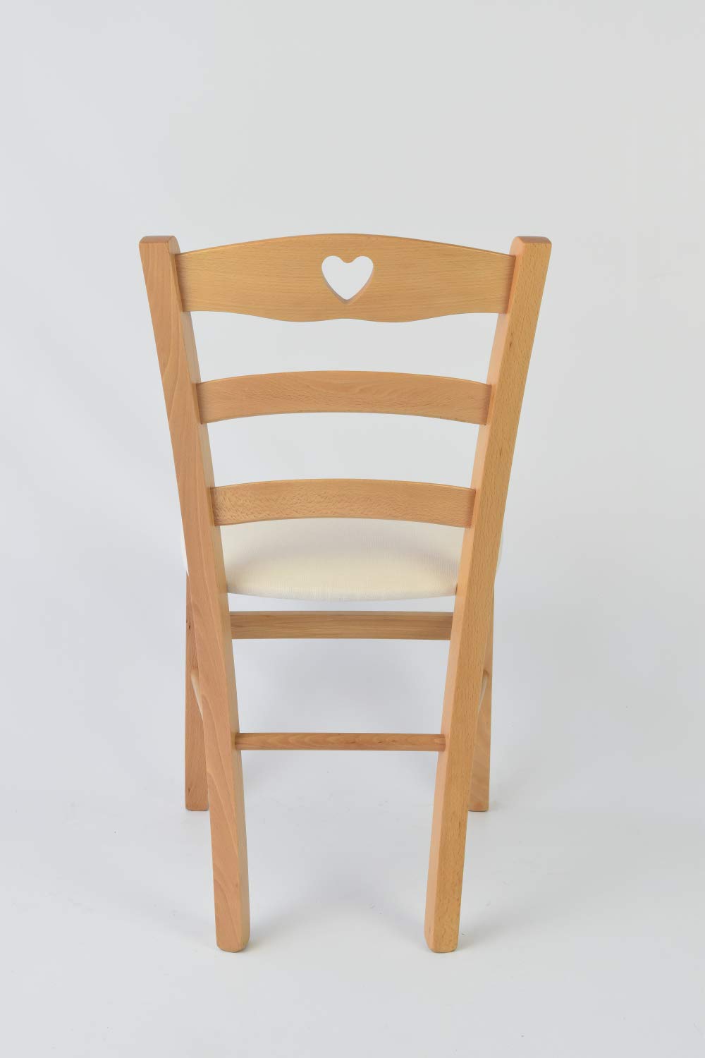 t m c s Tommychairs - Set 4 sillas Cuore para Cocina y Comedor, Estructura en Madera de Haya Color Natural y Asiento tapizado en Tejido Color Marfil