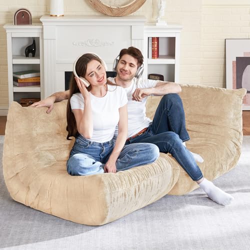 Image of HABUTWAY Giant Bean Bag Chairs Lazy Sofa for Adults,Corner,Khaki