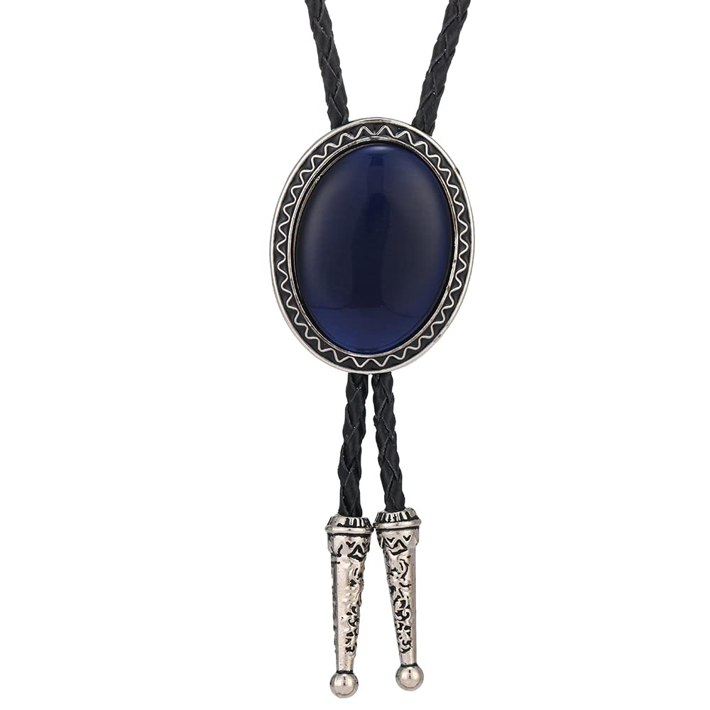 Bolo Tie for Men Women Cowboy Turquoise Celtic Natural Tiger Eye Stone Longhorn Bull Western Leather Bolo Necktie