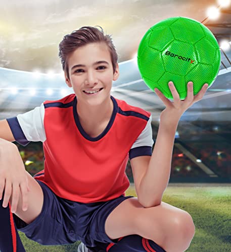 Image of Green Size 3 Soccer Ball for Kids - Durable, Soft, and Fun with Rainbow Design