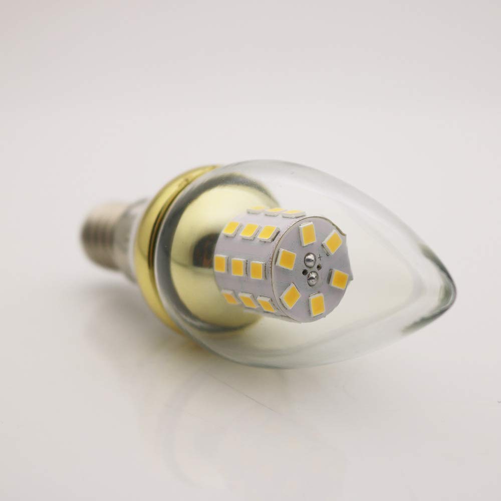 5 W E14 filamento LED incandescente C35, 2700 K – 3000 K blanco cálido, ultrabrillante, 450 lm, no regulable, lámpara rústica, estilo filamento transparente (20 piezas)