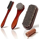 msymsyu 3 Stück Rosshaarbürste 100% Schuhbürste Rosshaar Rundkopfbürste...