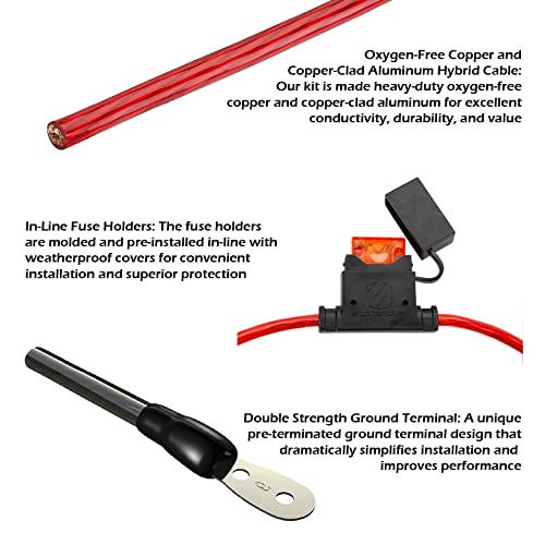Scosche Install Centric Icak8 True 8 Gauge Hybrid Ofc 2-Channel High Current Amplifier Wiring Kit Complete Car Amp Kit Twisted Pair Audio Cables, In-Line Fuse Holder #TOP4