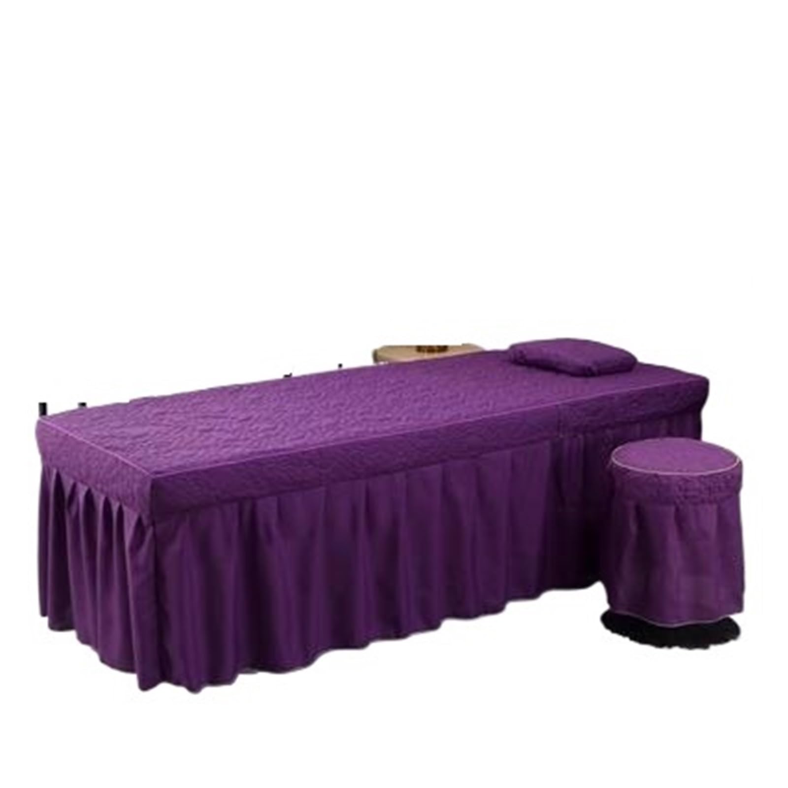 Massage Bed Sheet 2pcs Set Bed Skirt+ Pillowcase SPA Massage Table Cover Sheet Bedskirt with Hole(Color 28,70x185)