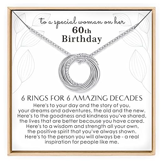 Annamate 60th Birthday Gifts for Women 925 Sterling Silver 6 Circles Necklace For Her Six Decade Jewelry 60 Years Old Birthday Gift