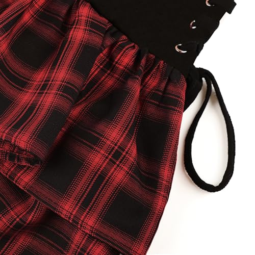 AULKEEP Womens Black Mini Skirt with Belt Lace Up Side Summer Skirts for Women High Waist Layered Skirt3