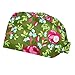 Red Flowers 2 Pcs Unisex Working Cap with Button Sweatband Adjustable Tie Back Bouffant Hats