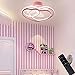 VOMI Plafonnier Rose LED Ventilateur De Plafond avec Lumière Créativité Coeur Décoratif Design Lumière du Ventilateur Dimmable avec Télécommande pour Filles Chambre Princesse Éclairage 50CM