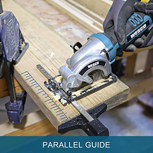 Cordless Circular Saw, WESCO 20V 3-3/8'' Mini Saw with 2.0Ah Lithium-Ion Battery and 1H Charger, MAX Cutting Depth 1-1/8