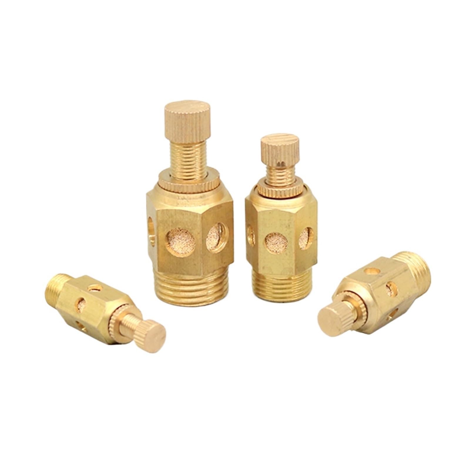 Silenziatori pneumatici in ottone Silenziatore aria di scarico con regolatore di flusso Valvola a farfalla silenziatrice Silenziatore pneumatico rapido in ottone 1/8 1/4(3l8,10PCS)
