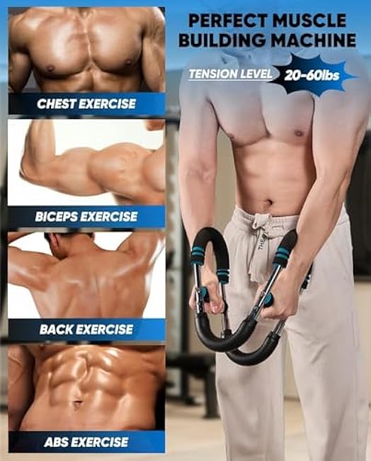 Arm Trainer,44-110lb Adjustable Chest Workout Equipment,Portable Spring Resistance,Home Fitness,Detachable Design