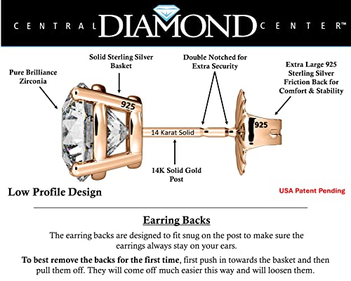 image for Central Diamond Center 14K Solid Gold Post & Sterling Silver 4 Prong C