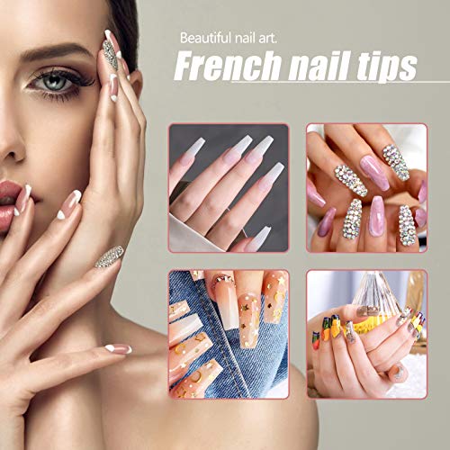 Inmorven Clear Acrylic Nail Tips,500pcs False Nails With Glue Press on Nail Acrylic Nail Kit,10 Sizes Half Cover French False Nail With Case, 6 extra set gift. - Thumbnail 3