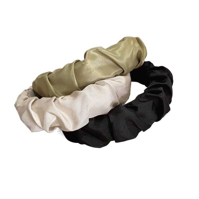 Vintage Pleated Thick Sponge High Cranial Top Headpiece Press Hairpin Wide Edge Headband