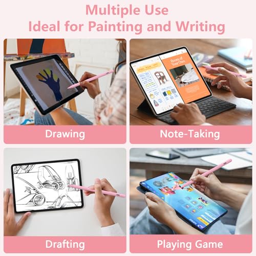 Image of Stylus Pen for iPad 2018-2023 with Palm Rejection, Active Pencil for iPad 10th /9th /8th /7th /6th Generation, for iPad Pro 11 /12.9 inch, for iPad Air 5th /4th /3th Gen, for iPad mini 6th /5th Gen (Pink)