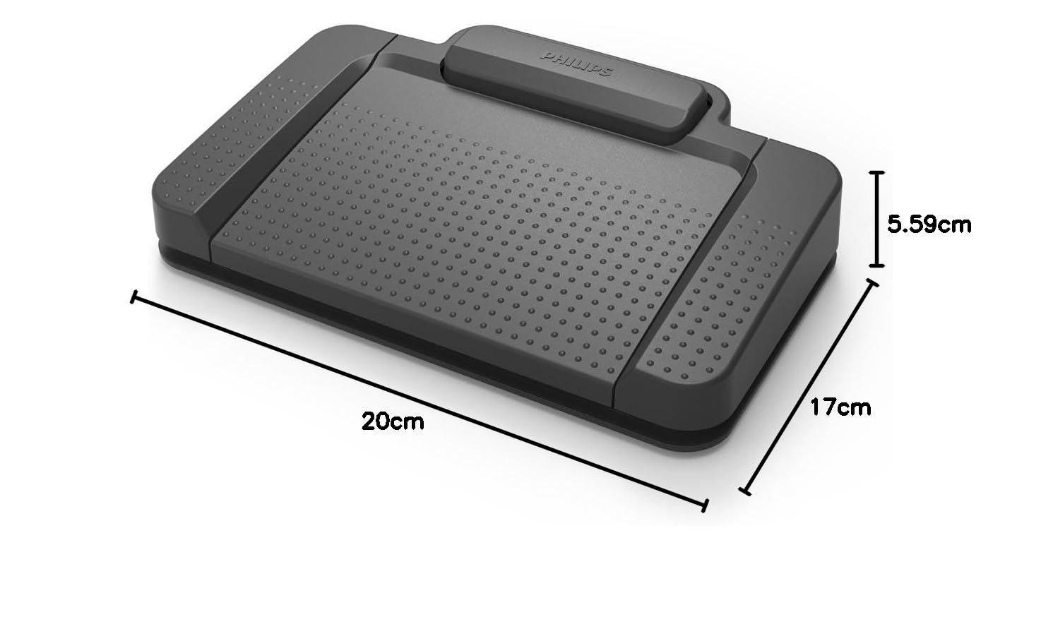 Philips ACC2310 USB-Fußschalter, 3 Pedal-Design Rücklauf, Vorlauf, Wiedergabe, Plug und Play, ohne Software, Anthrazit