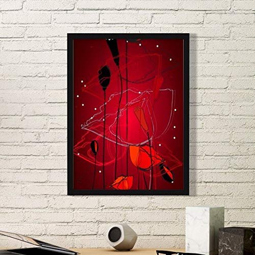 Tableau en bois rectangulaire aux fleurs rouges pour une âme poétique