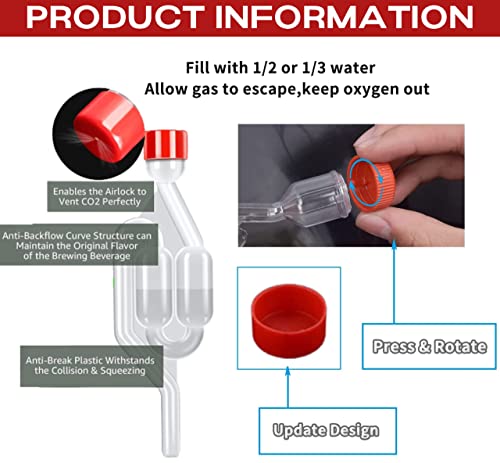 Image of S-Shape Fermentation Airlock for Home Brewing Plastic Bubbler with Dust Cap for Wine Making, Beer, Kombucha & Kimchi Airlock Fermentation Tube for Wine Making kit(L17cm x W 3cm, H-0.76cm 1Pcs)