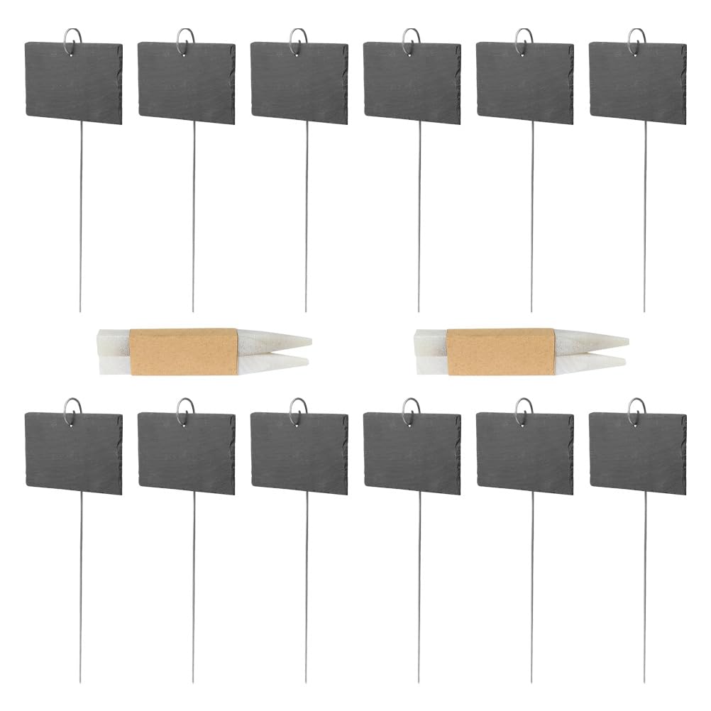 Pflanzenstecker Schiefertafeln 12 Stück aus Edelstahl zum Beschriften