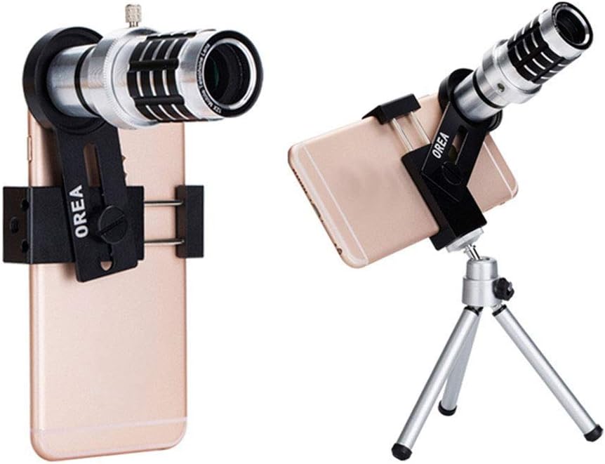 Universal 12X Optical Phone Telescope Camera Lens Clip Mobile Phone Telescope for iPhone6 Samsung HTC Huawei Binoculars Binoculars (A)