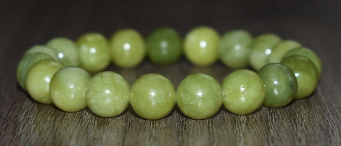 Braccialetto in diaspro verde fatto a mano con pietre semipreziose naturali da 10 mm, perline rotonde lisce ed elastiche, braccialetto bohémien, braccialetto per meditazione spirituale, regolabile,