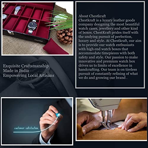 Image of Luxury Watch Box in Leatherette and Suede (Wine pearl)