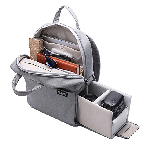 Fotorucksack 14 Zoll Laptop Kamerarucksack Wasserdicht Foto Rucksack mit Spiegelreflex Kamera Tasche für Leica Fujifilm Canon Nikon Sony