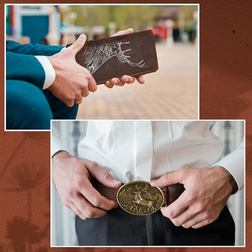 Paterr Deer Long Bifold Wallet for Men, Men's Long Leather Wallets, Rodeo Western Cowboy Wallet, ID Window and Rfid Blocking for Gift(Deer)4