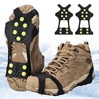 WeiaiziY Spikes für Schuhe Winter, Schuhspikes Schnee und EIS Anti Rutsch, Spikes Schuhe Schuhkrallen mit 10 Zähne, Schuh Spikes Grödel Steigeisen Ice Grips Klampen Eisspikes für Damen und Herren