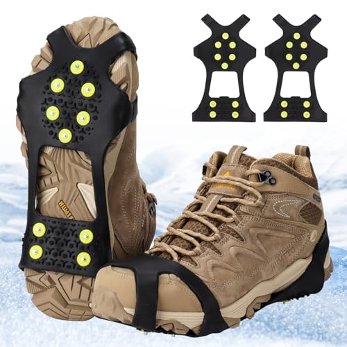 WeiaiziY Spikes für Schuhe Winter Schuhspikes Schnee und EIS Anti Rutsch Spikes Schuhe Schuhkrallen mit 10 Zähne Schuh Spikes Grödel Steigeisen Ice Grips Klampen Eisspikes für Damen und Herren