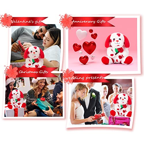 Ikasa Dog Stuffed Animal Love Plush Toy With Hearts For Valentine Day,Cute 11.8" Puppy Plushie With Flower Soft Small Cuddly Toy,Valentine’s Day Gifts For Girlfriend Boyfriend Her Girls Boys (Dog) #TOP6