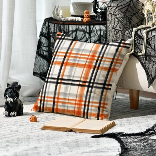 Taies d'oreiller Halloween motif citrouille chat 40x40cm 4pcs - 6