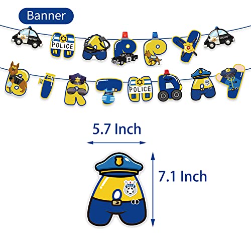 Heidaman Police Party Decorations，Police Birthday Party Supplies For Kids，Include Police Theme Banner Ballon Cake Toppers Police Car Foil Balloon #TOP4