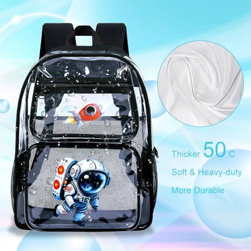 Image of KLFVB 3PCS Clear Backpack for Girls and Boys, Kids See Through Backpacks Stadium Approved, Transparent Bookbag for Elementary