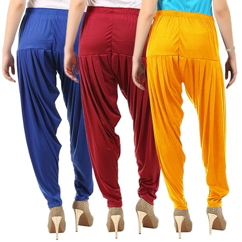 Image of Buy That Trendz Patiala Salwar for Women Pack of 3 Viscose Patiyala Salwar Harem Bottoms Pants