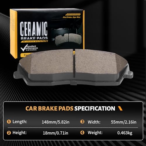 Image of D1056 Front Ceramic Brake Pad Set Fit For Dodge Charger 2007-2010 (AWD /RWD,2.7L,SE),Charger 2006-2007 Base,For Magnum 2005-2006,2008 (SE),Challenger 2012-2013 SXT,Chrysler 300 2008-2009 LX
