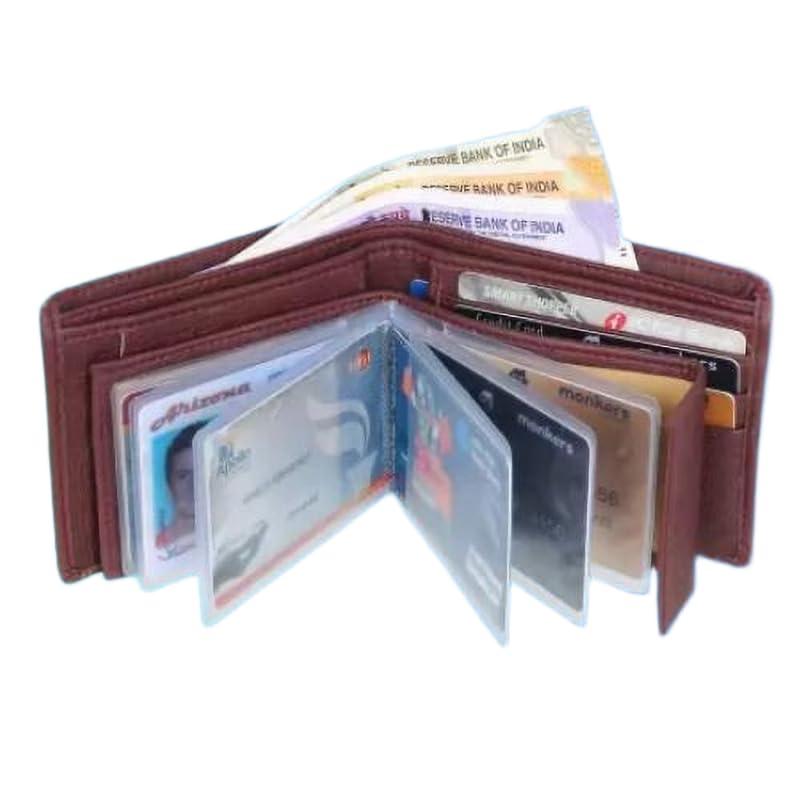 Men Brown Artificial Leather Money Clip (8 Card Slots)-Men’s Wallet and Card Holder with Secure Storage-image-36