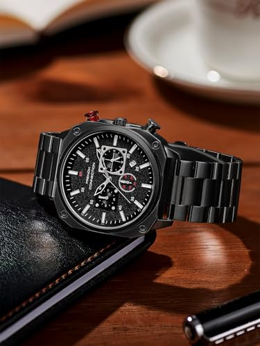 Image of French Connection Chronexis Black Dial Chronograph Watch for Men - FCB19BM