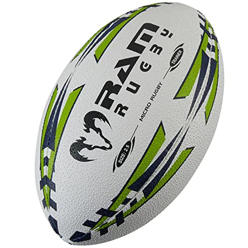 Ram Micro - Pelota de rugby | Tamaño 2.5 | Verde lima/azul marino | Adecuado para niños de 3 a 5 años thumbnail