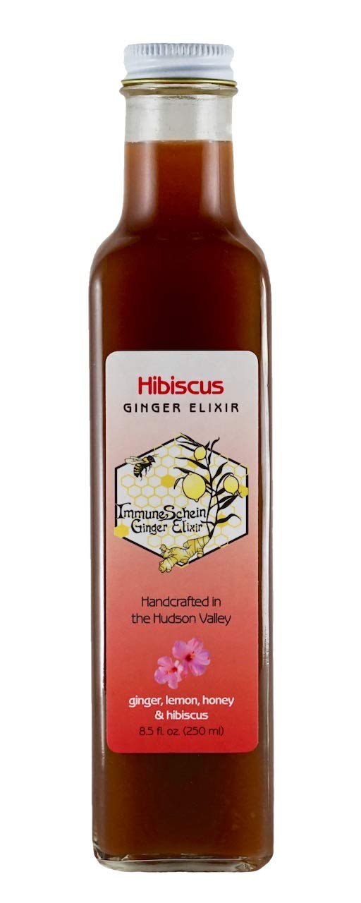 ImmuneSchein Hibiscus Ginger Elixir Shots - Only 4 Real Food Ingredients, No Water, Vinegar or Preservatives: Handcrafted from Organic Ginger Roots & Hibiscus Flowers (8.5 fl oz, 1 Pack)